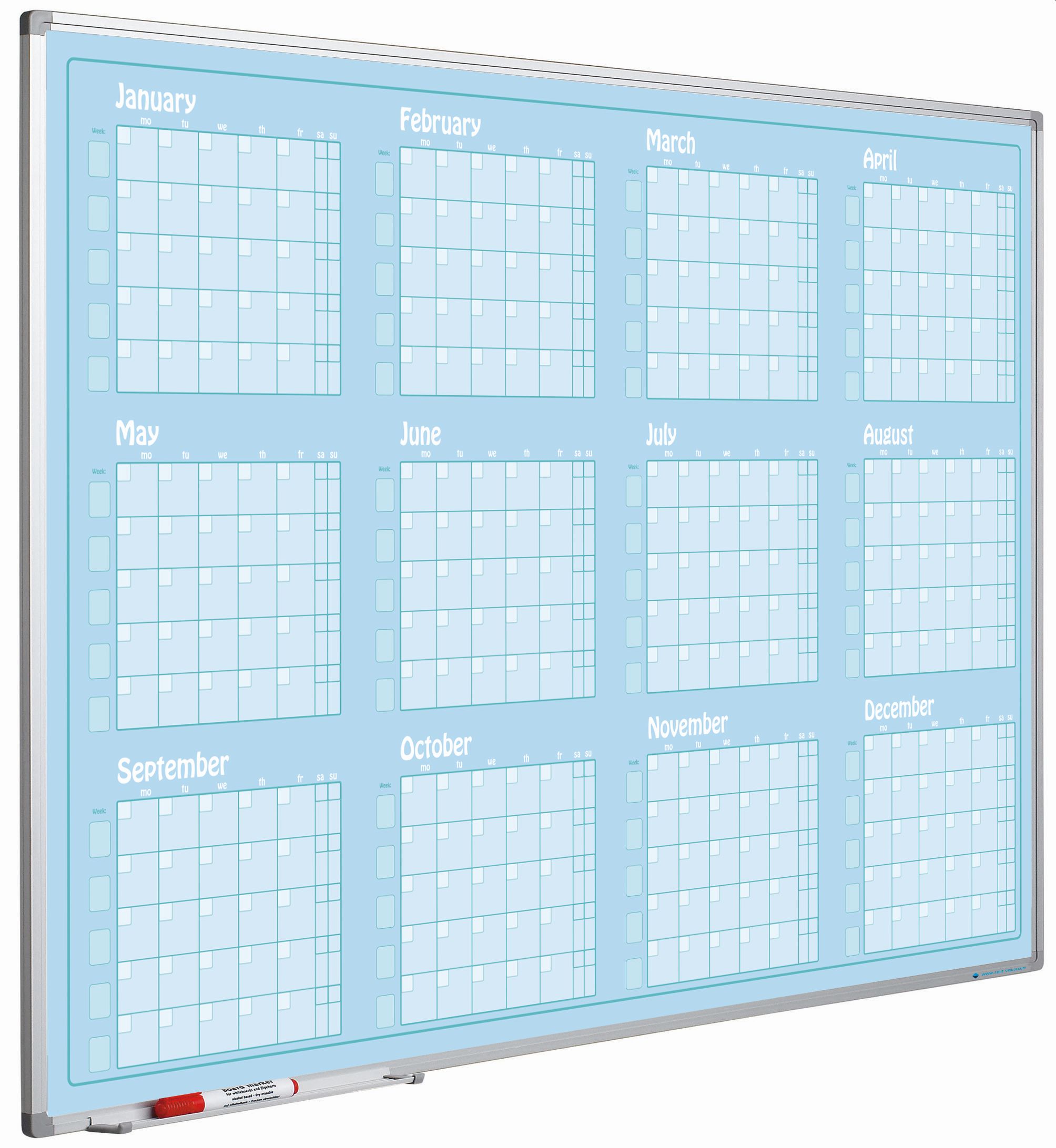 Jaarplanner blauw, Softline profiel, Jan- Dec, GB - 90x120 cm