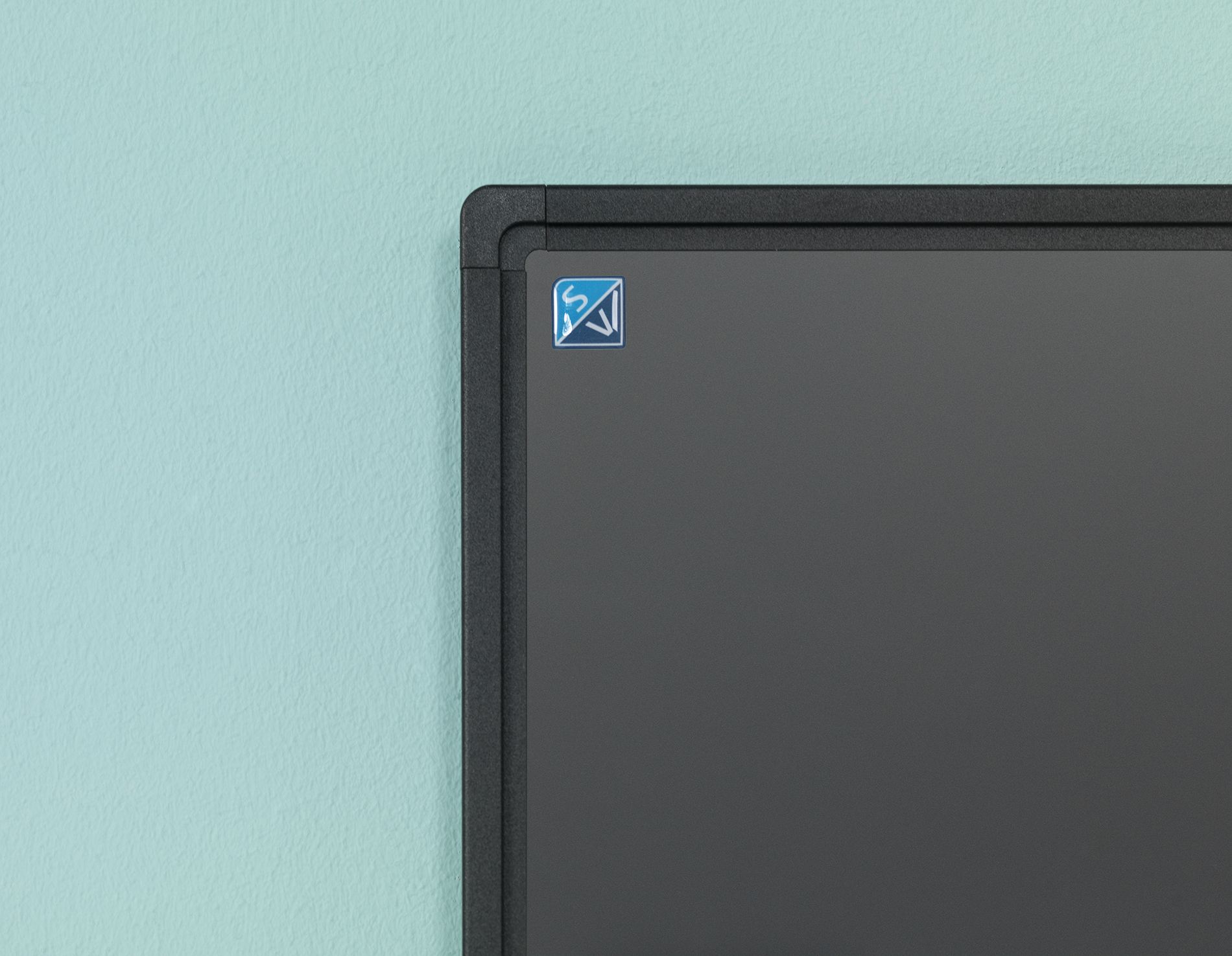 Krijtbord zwart Softline profiel 8mm, emailstaal grijs - 60x90 cm