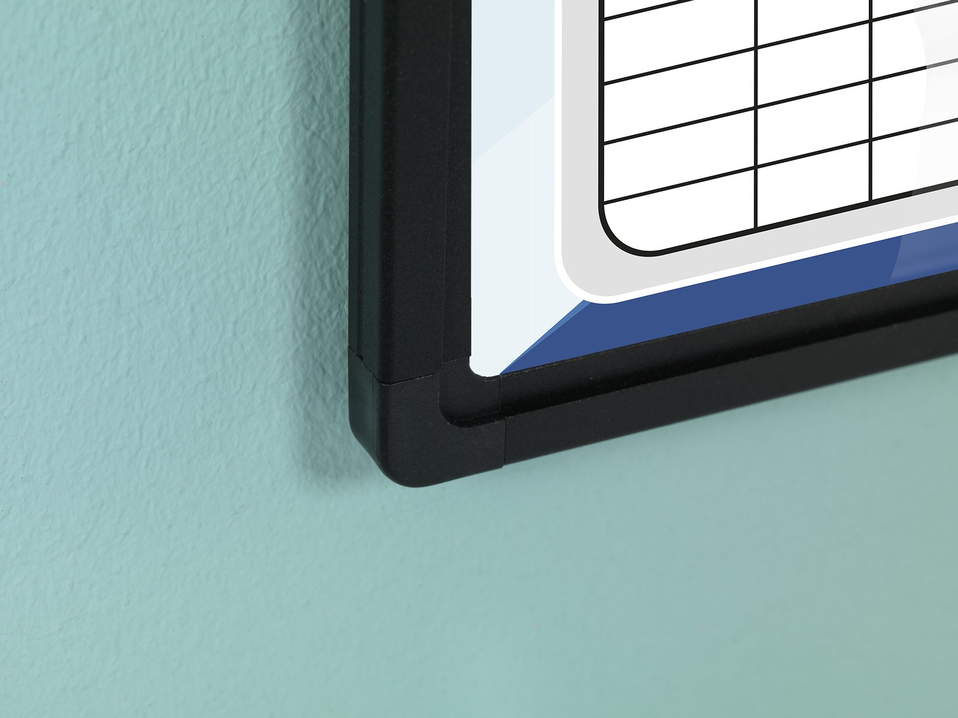 Bedrukt whitebord, zwart Softline profiel 8mm - 120x300 cm