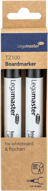 Whiteboardmarker Legamaster TZ 100 rond 1.5-3mm zwart blister à 2 stuks