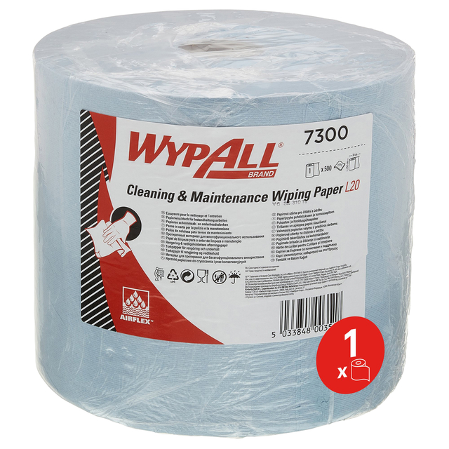 Poetsrol WypAll L20  2-laags 23,5x190m 500vel blauw 7300