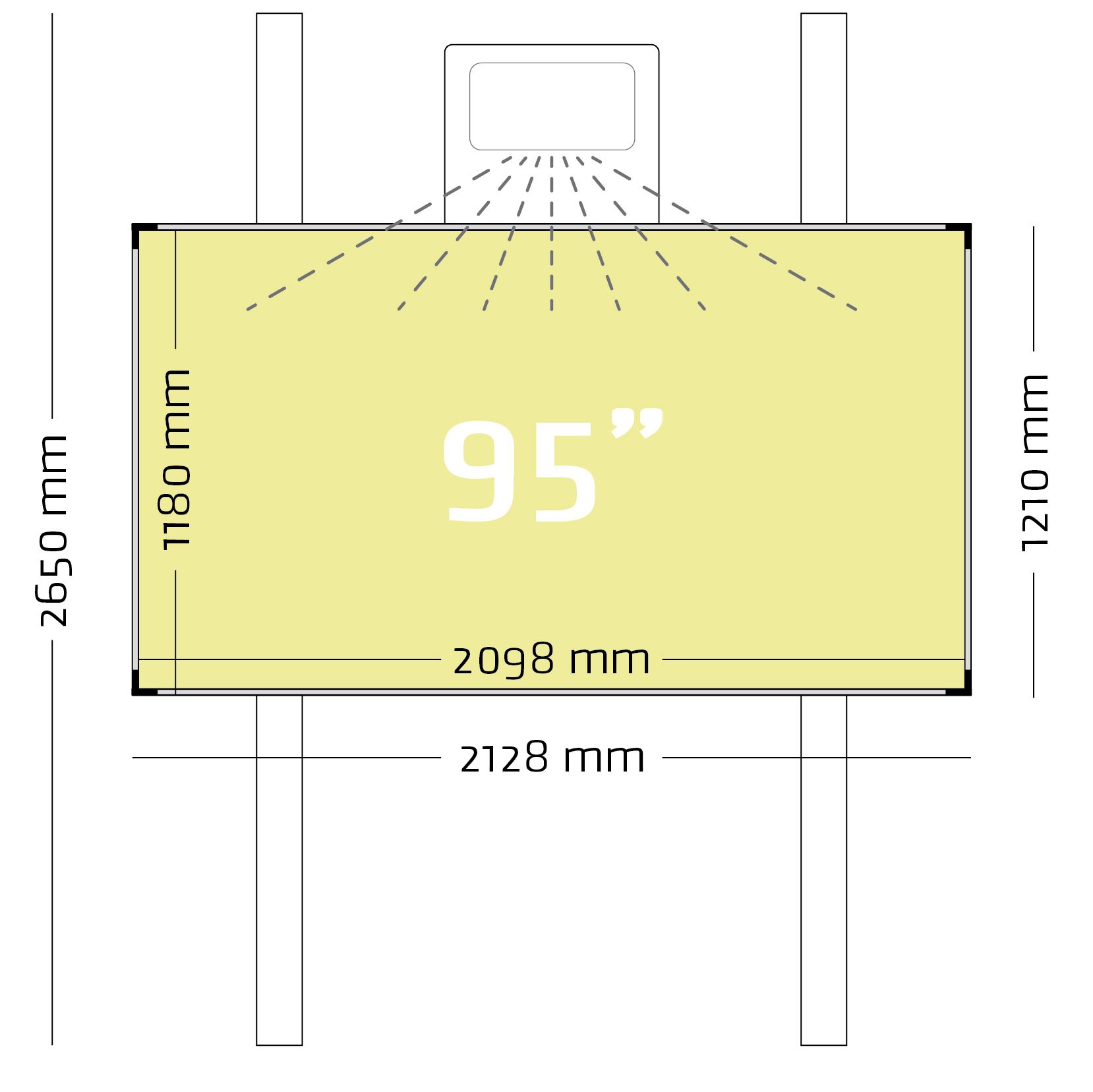 Projectiebord (16:9) ExtraFlat op kolommen, Low Gloss - 120x214 cm, 95"