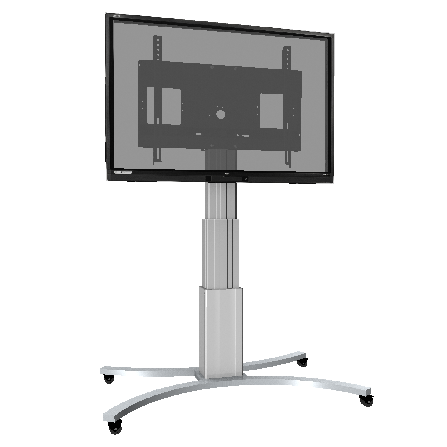 Elektrisch in hoogte verstelbare tv-trolley, verrijdbaar monitorstatief, 70 cm slag