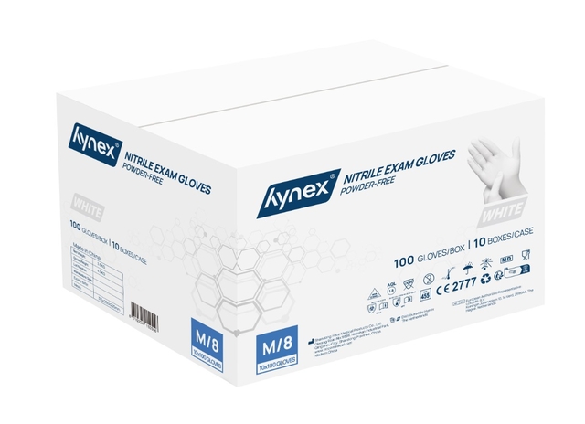 nitrile handschoenen, poedervrij, wit, doos, M/8 maat