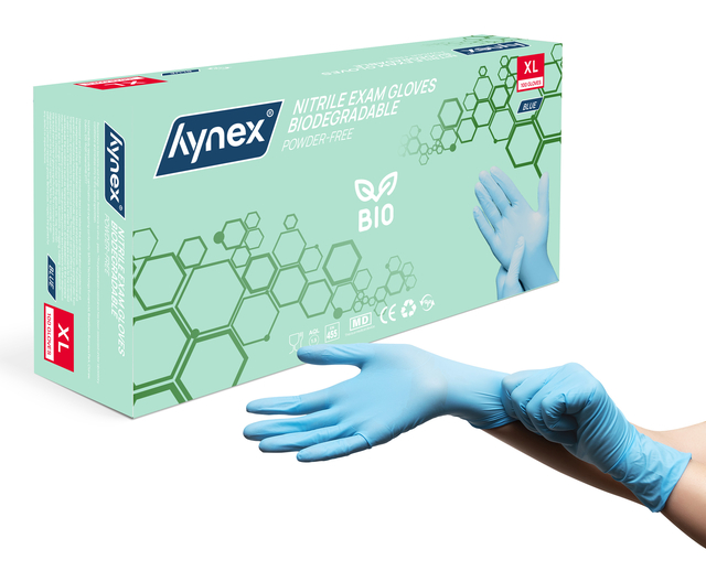 Handschoen Hynex nitril Bio XL blauw 3.5gr 100 stuks
