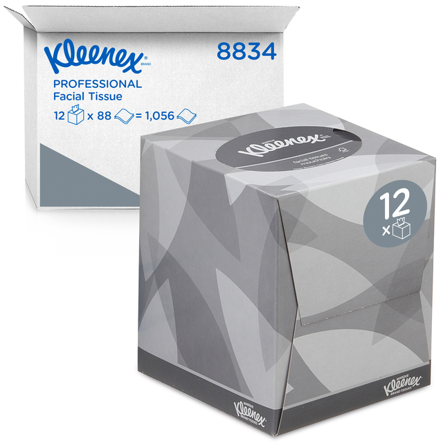 Facial tissues Kleenex 2-laags kubus 12x88stuks wit 8834