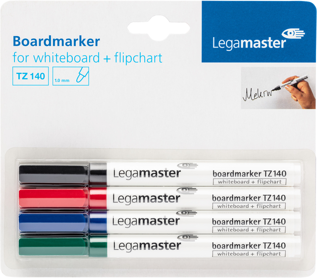 Whiteboardmarker Legamaster TZ 140 rond 1mm assorti blister à 4 stuks