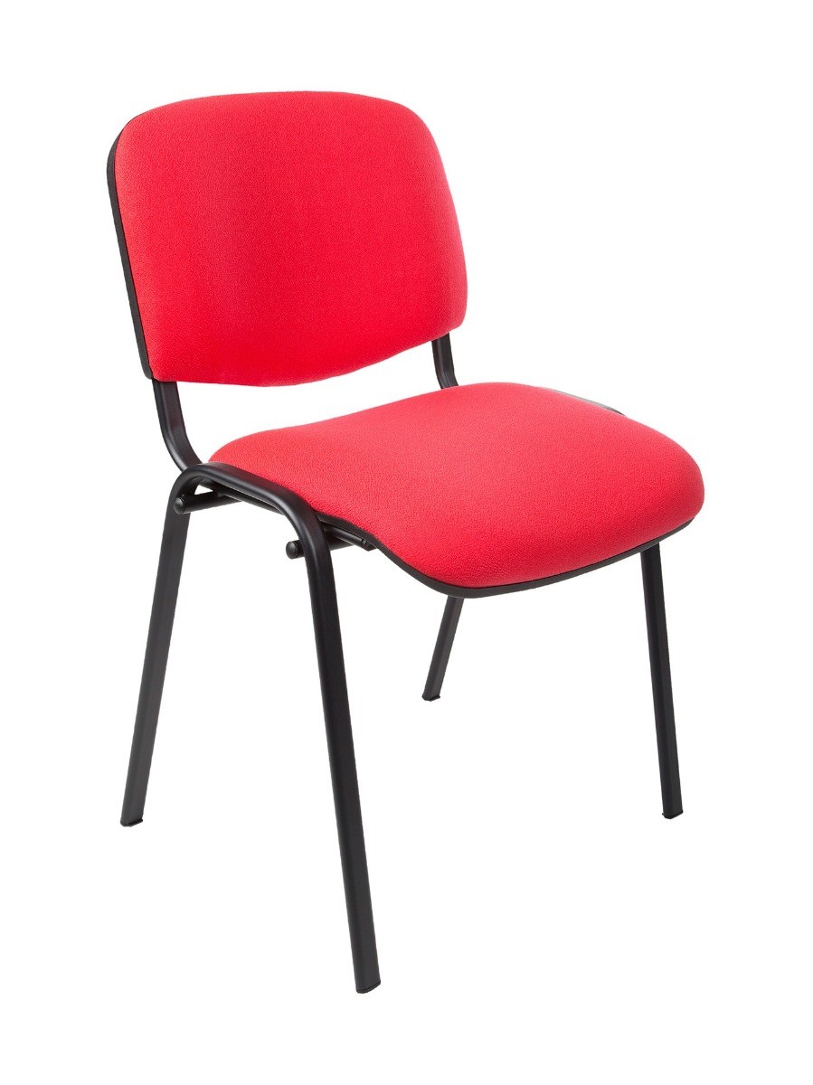 Vergader - Kantinestoel ISO.Rood-Stof-Zwart frame