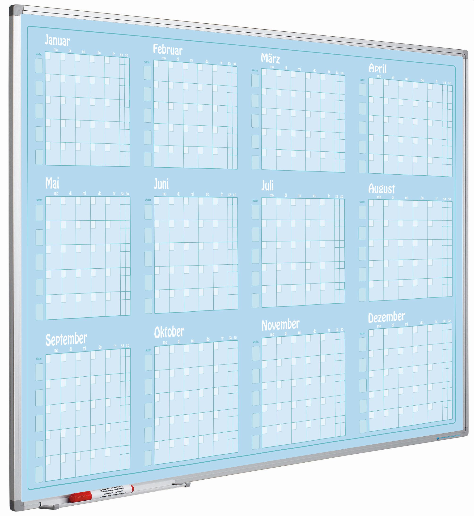 Jaarplanner blauw, Softline profiel, Jan- Dec, D - 90x120 cm