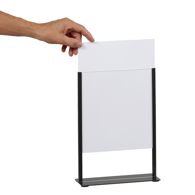Kaarthouder Europel metaal met acryl bord A4 zwart