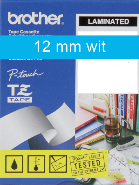 Labeltape Brother P-touch TZE-535 12mm wit op blauw