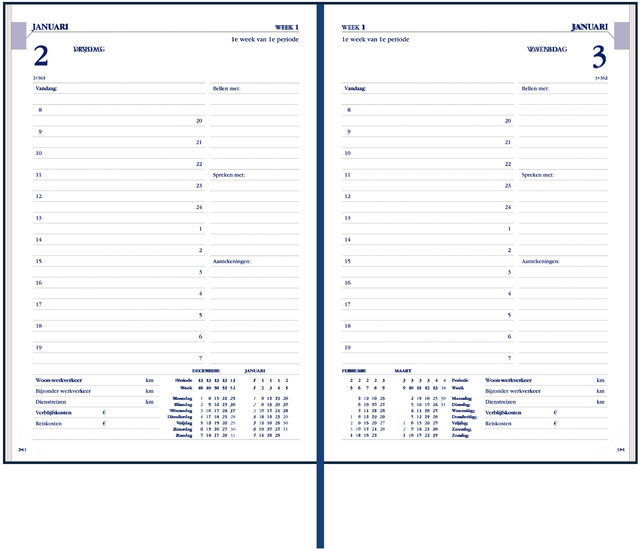 planken, planner, kalender, dubbelzijdig, weekend