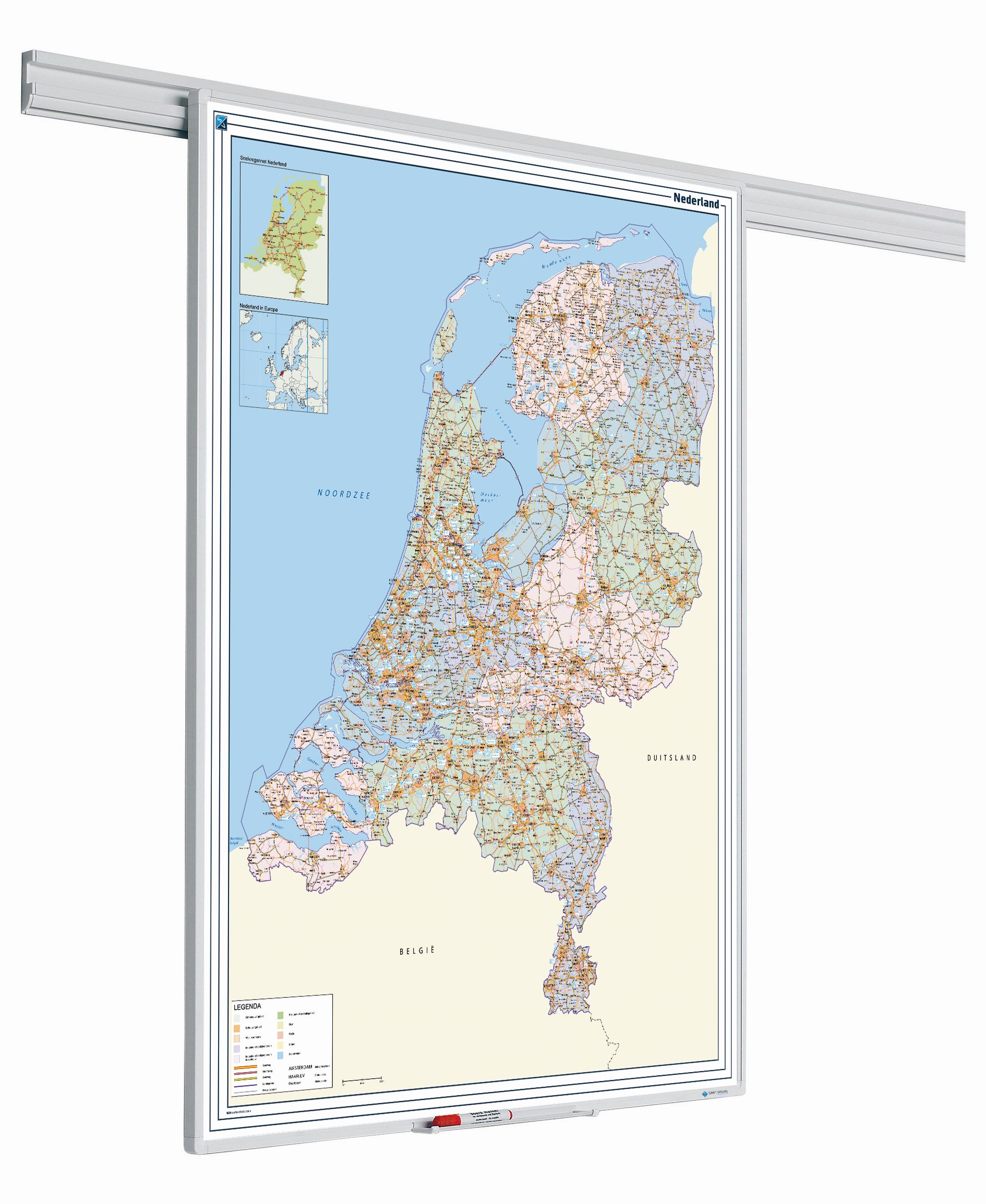 PartnerLine Rail landkaart whiteboard Nederland - 130x100 cm