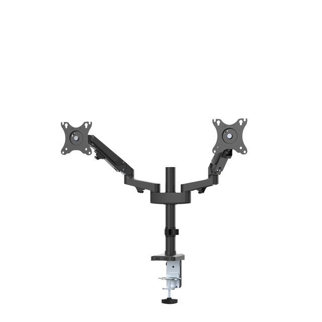 monitor arm, duale armen, gasveer, verstelbare beugel, VESA compatibel