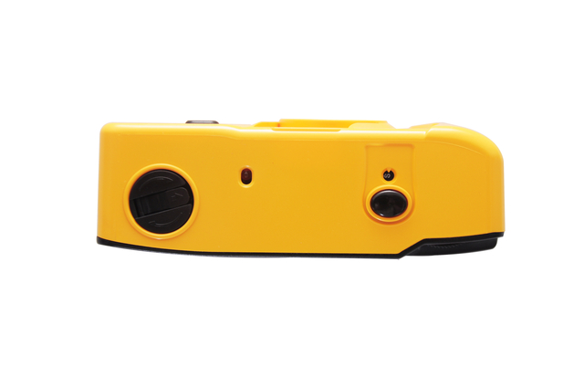 geel, compact, camera, zijde, onderkant
