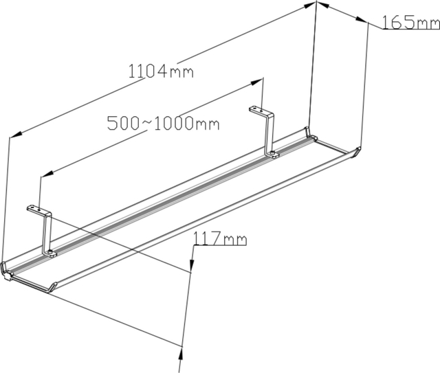 glijstrekken, hangrail, verlengbaar, dragerrail, metalen rail