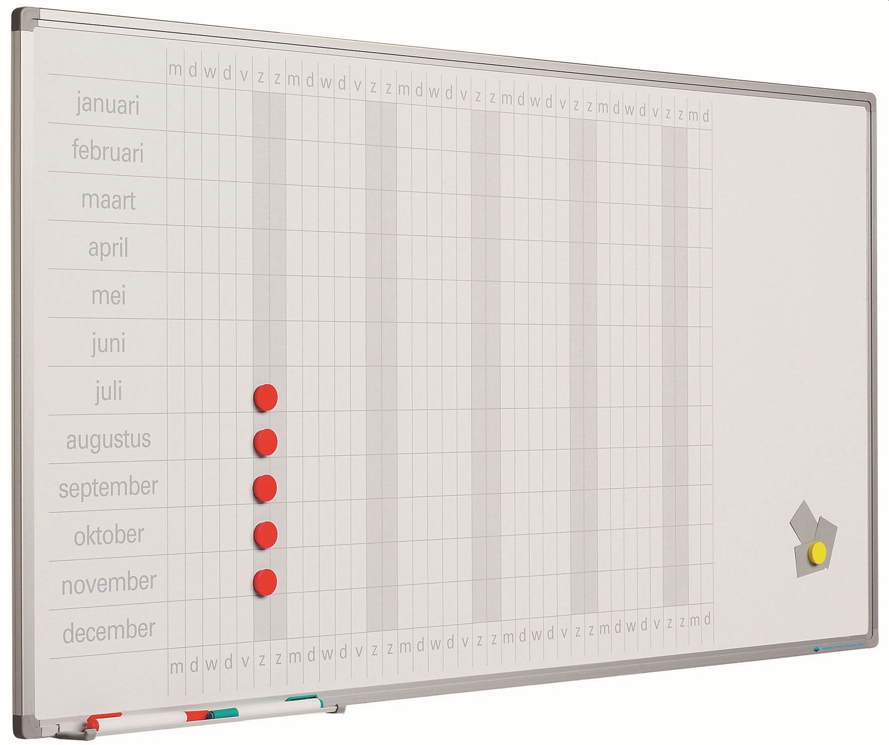 Planbord Softline profiel 8mm Jaar NL, incl. dagstroken - 60x120 cm