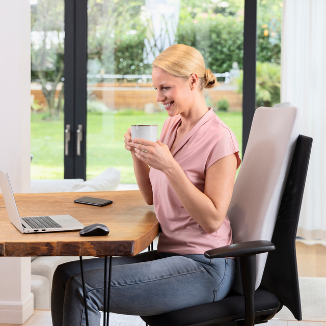 koffiemok, kopje, beker, kantoorstoel, laptop