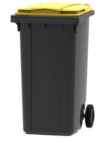 Afvalcontainer Kunststof 240ltr Grijs-Geel
