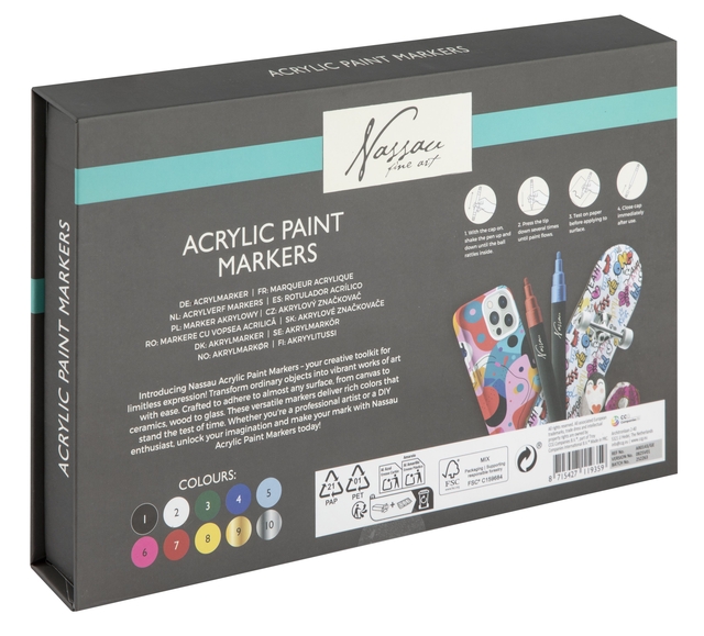 Acrylmarker Nassau set à 10 kleuren
