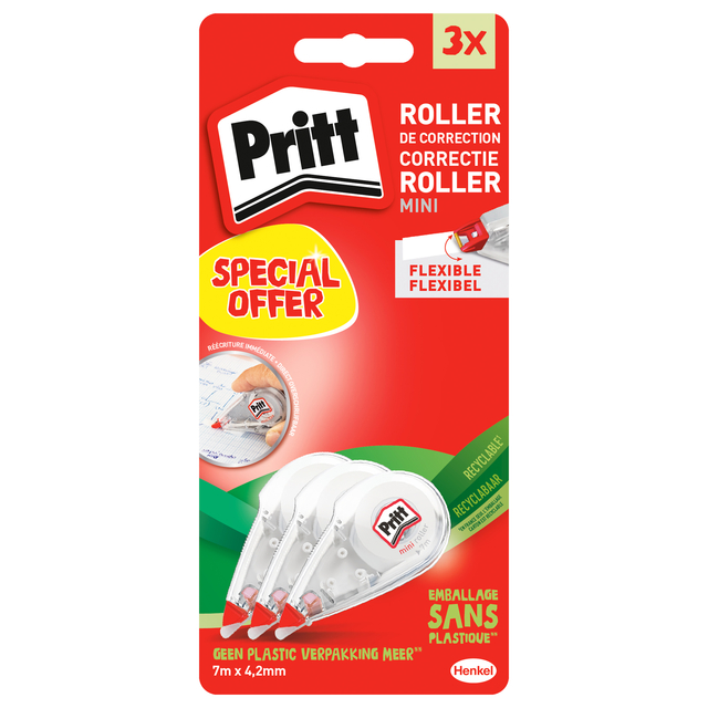 Correctieroller Pritt mini flex 4.2mmx7m blister à  2+1 gratis