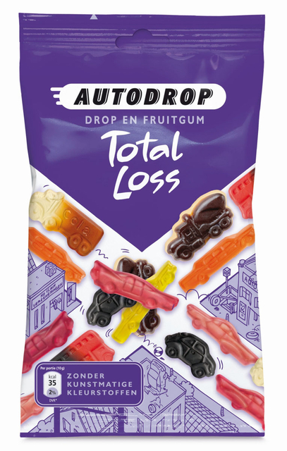 drop, fruitgum, gummy, car-shaped, purple packaging