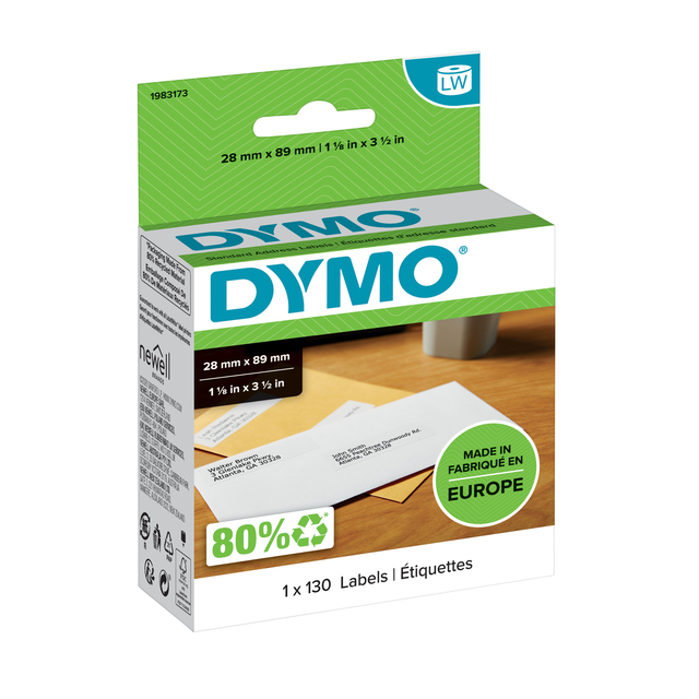 Etiket Dymo 19831 labelwriter 28x89mm adreslabel 130stuks