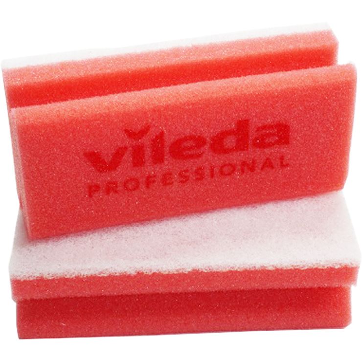 Vileda Glitzi Schuurspons 15x7cm Rood-Wit pak 10 stuks