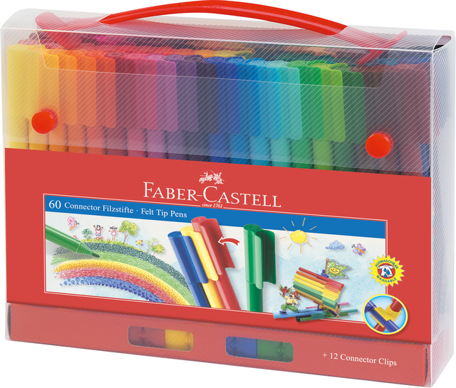 Kleurstift Faber-Castell Connector assorti koffer à 60 stuks