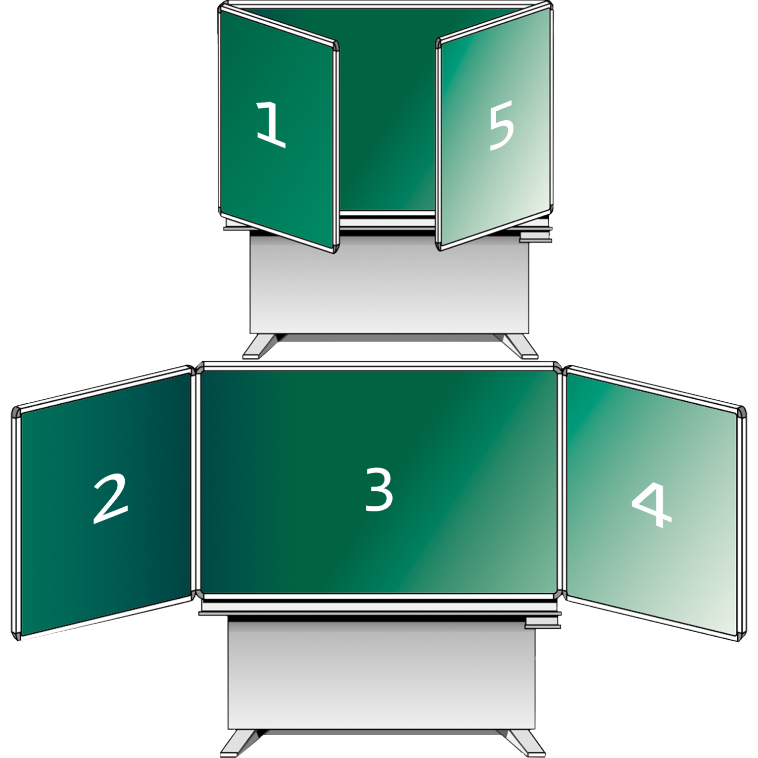 Whiteboard 2-vlaks pyloonbord van hoogwaardig geëmailleerd staal, serie PY2 E, wit