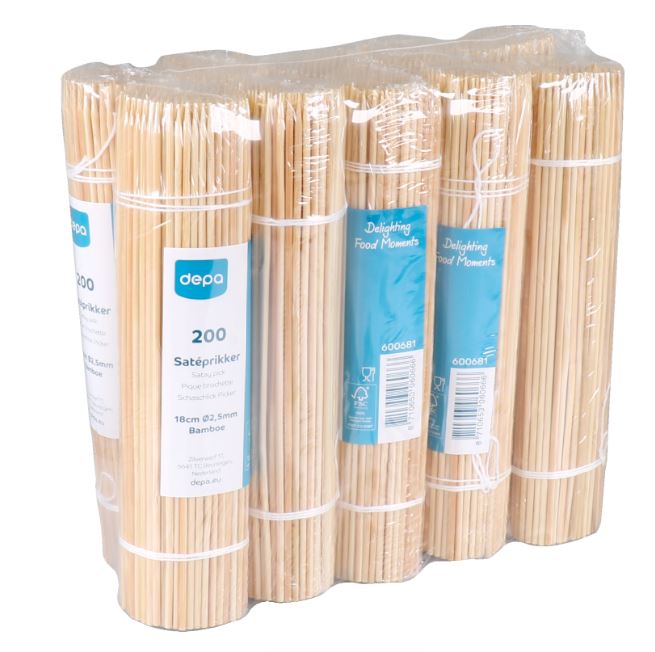 Depa Sateprikker Bamboe 180mm naturel krimp 10x200 stuks