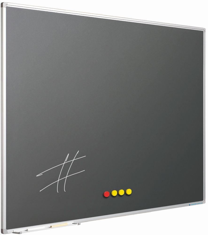 Krijtbord Softline profiel 8mm, emailstaal grijs - 90x120 cm