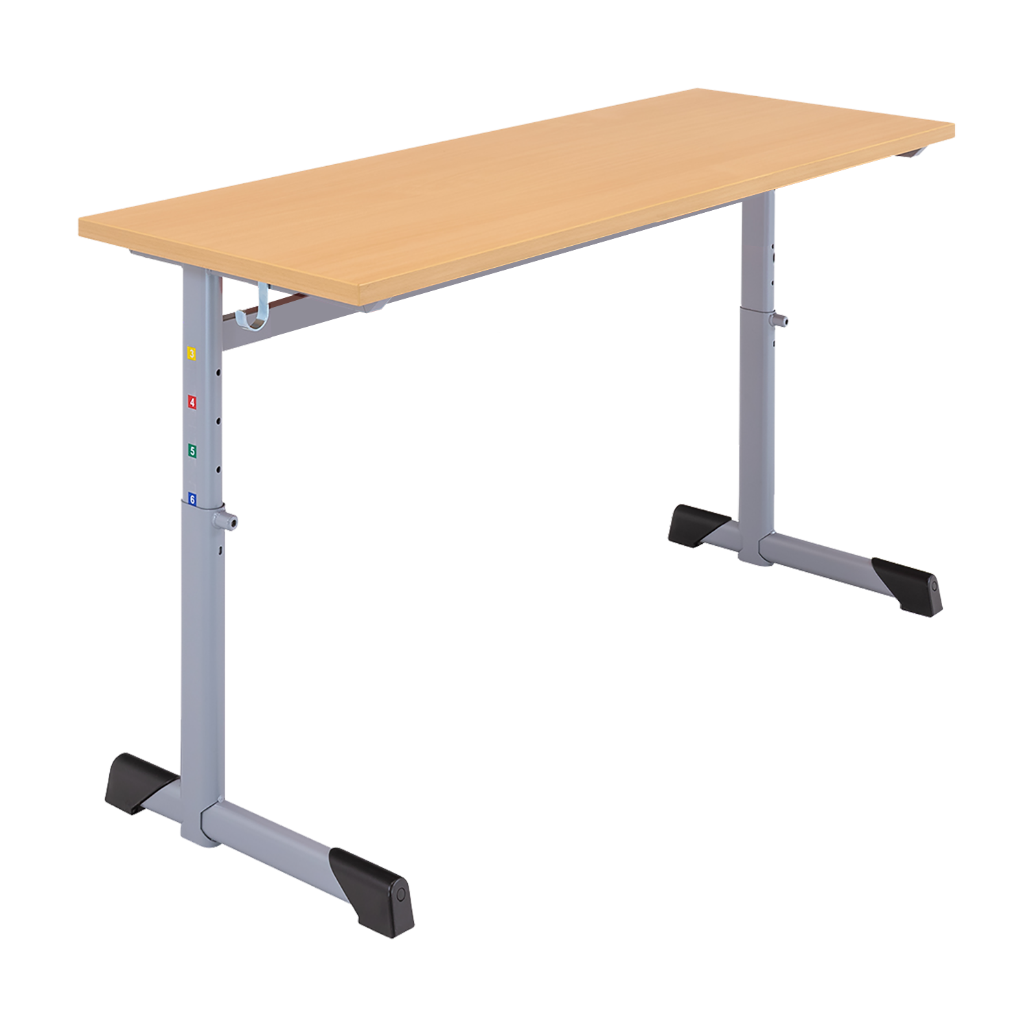 In hoogte verstelbaar 2-zits bureau, melamine tafelblad met ABS rand