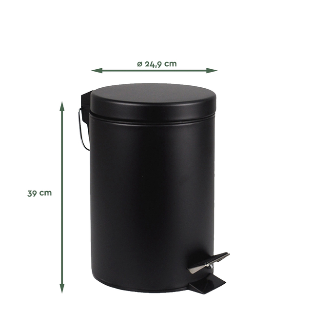 Afvalbak BRASQ pedaalemmer 12 liter zwart