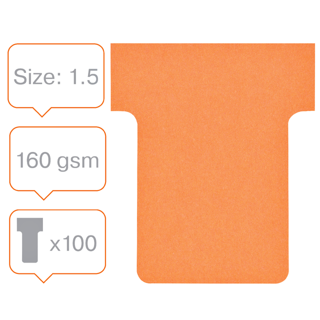 T-kaart Nobo nr 1.5 36mm oranje 100 stuks
