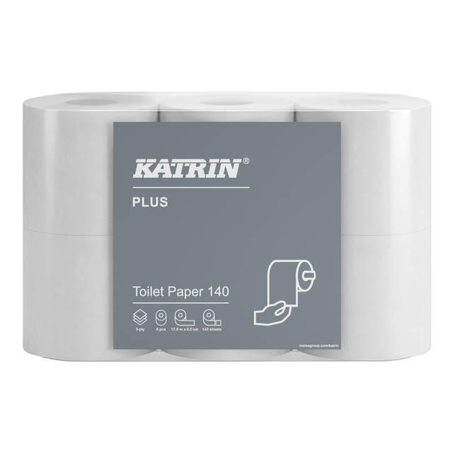 Toiletpapier Katrin Plus 3-laags wit 143vel 48rollen