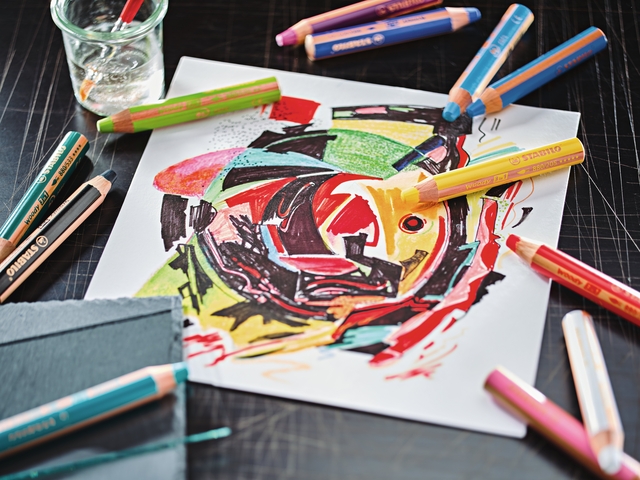 kleurpotlood, tekenpapier, tekening, kunstwerk, kleurige-markeerstiften