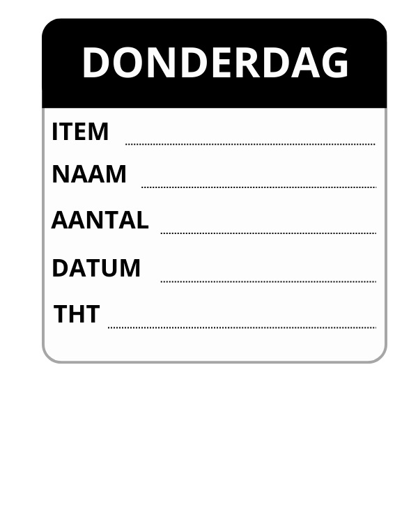 Labellord PL Daglabel Etiket Donderdag 50x50 mm Flush 250st