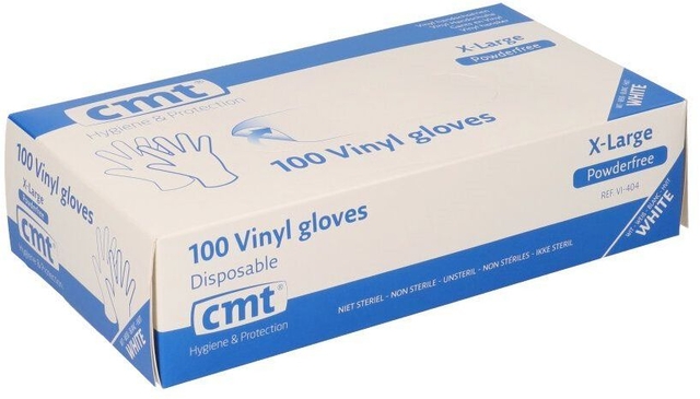 vinyl handschoenen, wegwerpbaar, poedervrij, wit, doos