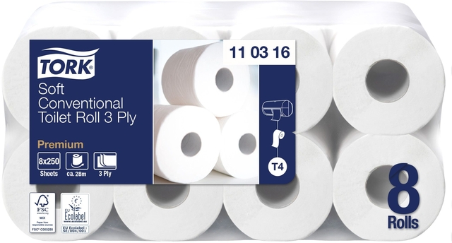 toiletpapier, zachte rol, 3 lavendel?, witte rollen, verpakking van 8
