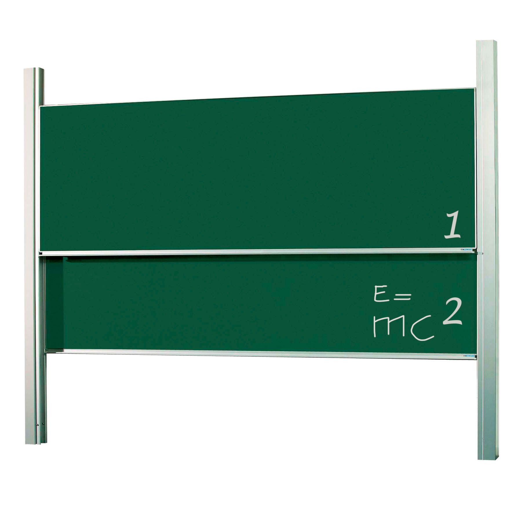 Dubbelvlaksbord schoolbord op dubbele kolommen, krijt groen - 120x250 cm
