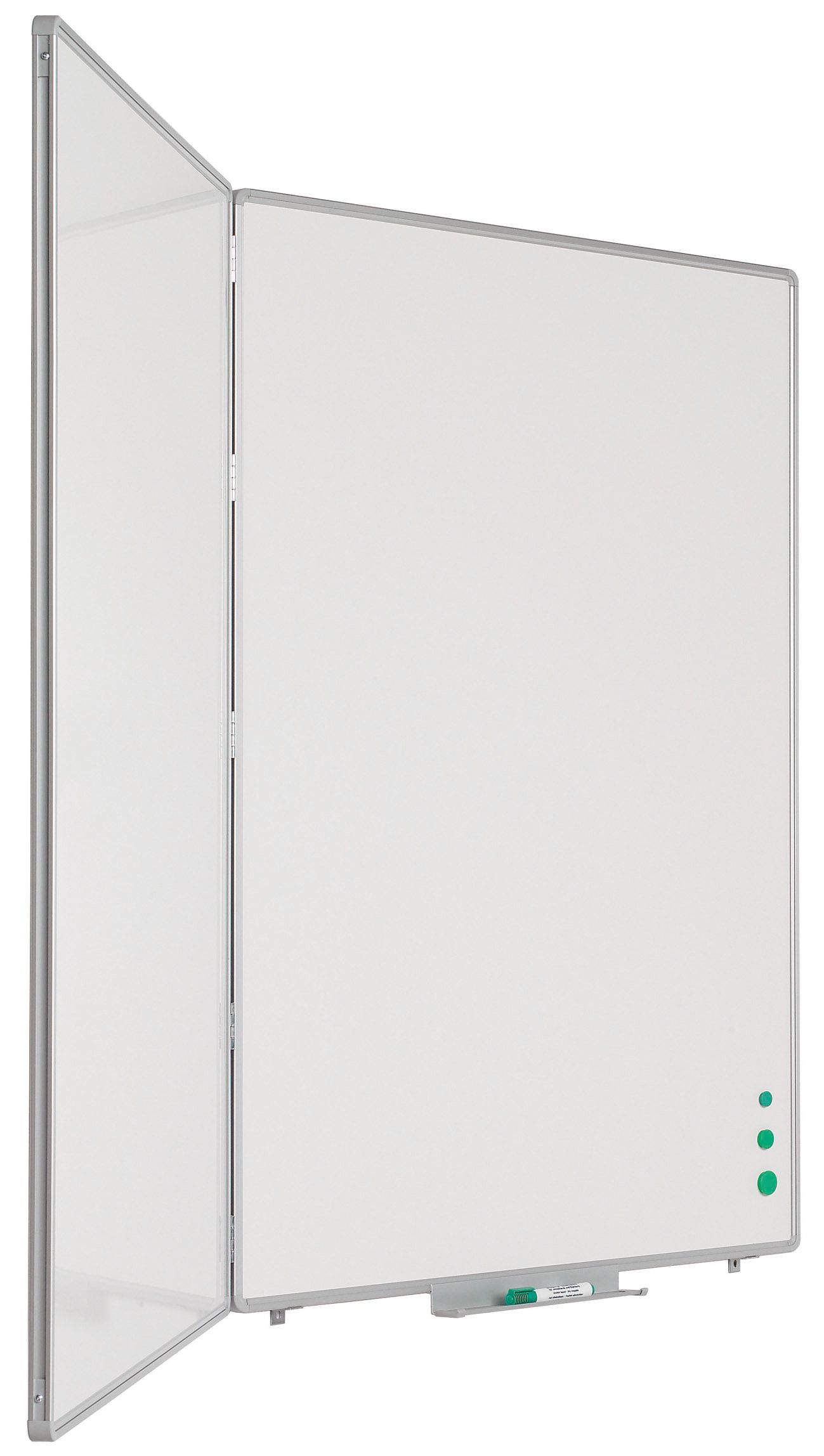 Drievlaks whiteboard RC-10, wit emaille - 120x90 cm