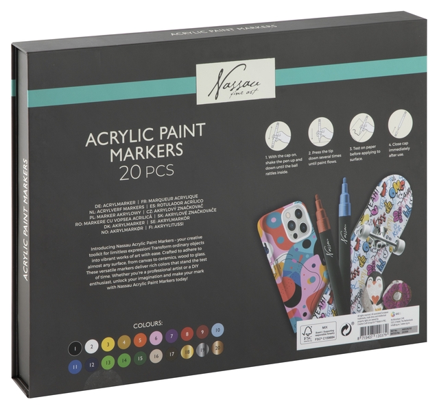 Acrylmarker Nassau set à 20 kleuren