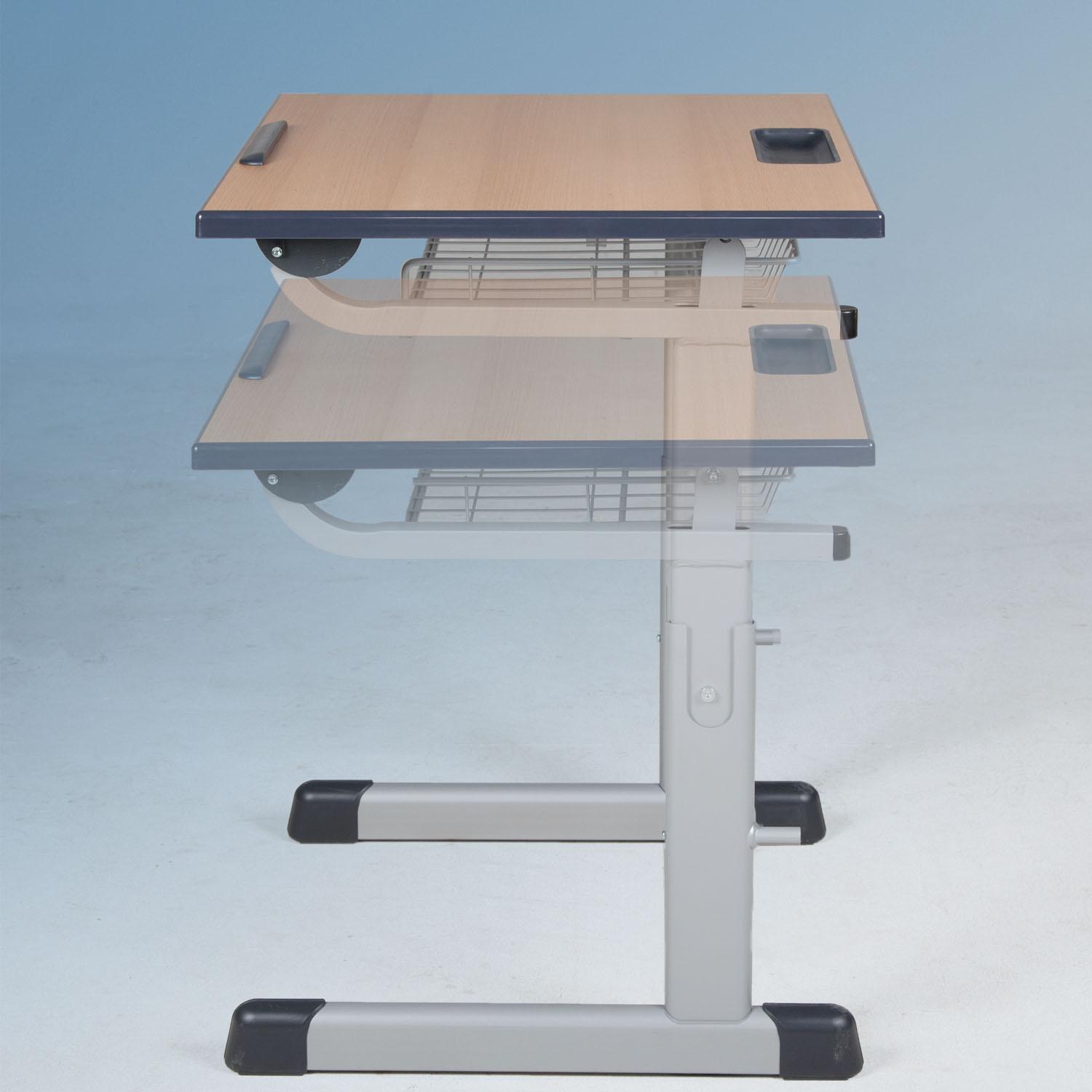 TSH50Z-K tweepersoons studententafel met melaminehars gecoat tafelblad, in hoogte en hoek verstelbaar