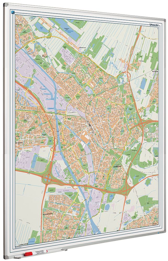 Landkaart whiteboard Softline profiel 8mm, Utrecht - 100x130 cm