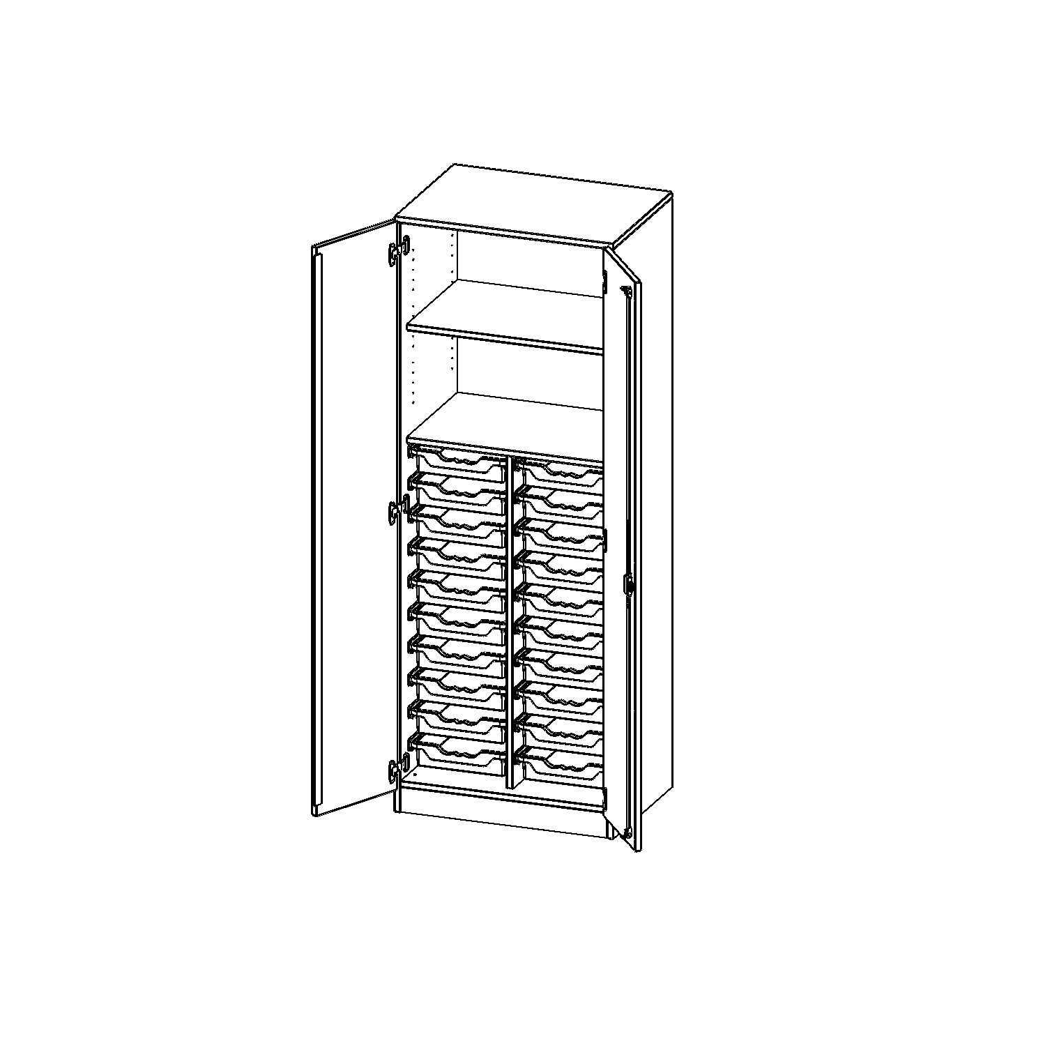 ErgoTray kast, twee rijen, 5 ordnerhoogtes - evo180 serie