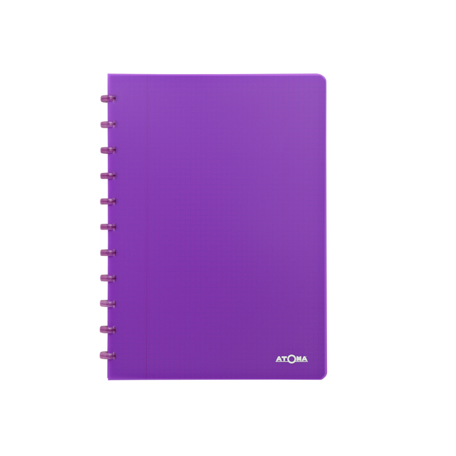 notitieboek, ringbandboek, paarse kleur, a5 formaat, randloze hoeken
