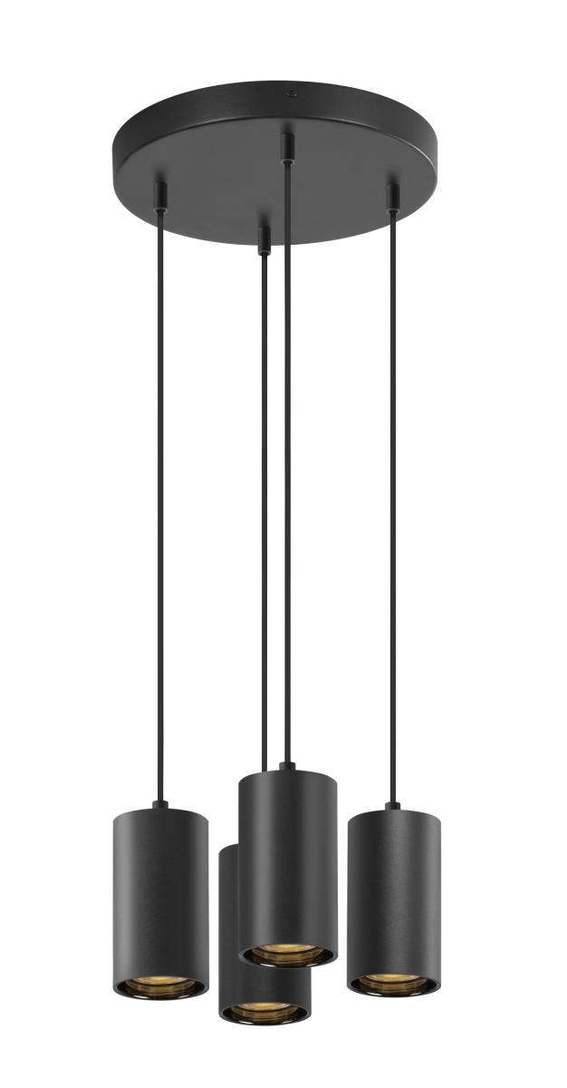 pendant, lighting, zwart, cilindrisch, 4-lamps