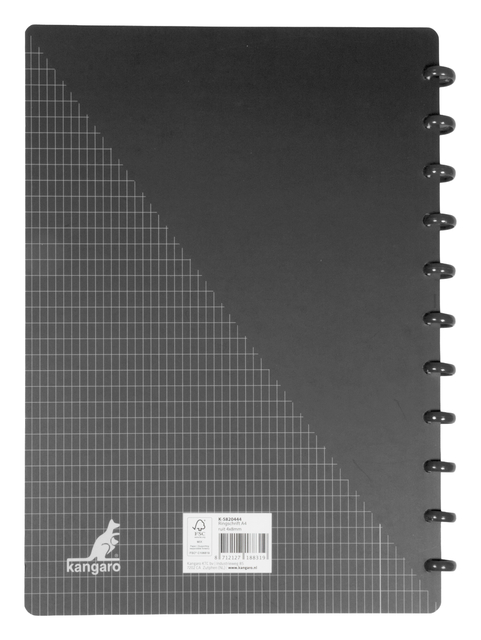 notebook, A5, spiral binding, black, grid-pattern