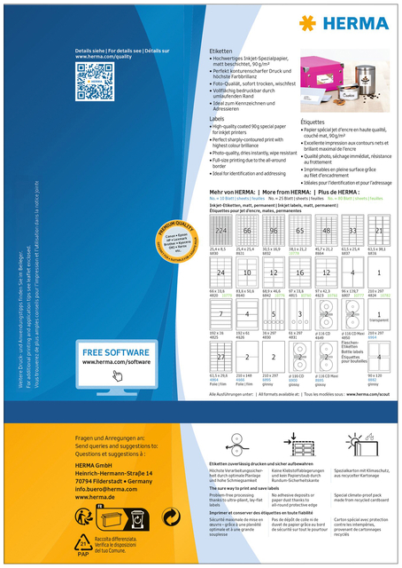 Etiket HERMA 10780 97x33.8mm wit 1280 stuks